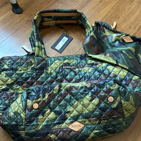 MZ Wallace Accessories - MZ Wallace Metro Tote with matching pouch in green camo print.